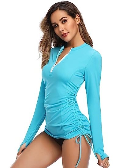 Women's Long Sleeve UV Protection Sunscreen Clothes Side Adjustable Tops