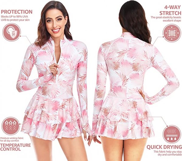 Rash Guard for Women, Long Sleeve Swimsuits UV UPF 50+ Swim Shirt