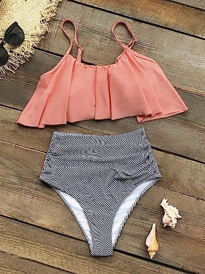 Women's High Waisted Falbala Bikini Set