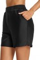 Women's Swim Shorts High Waist Swim Board Shorts with Pockets