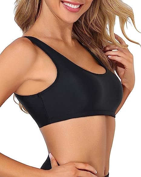 Women's Sports Bra Bikini Top Push Up Scoop Neck Swimsuit