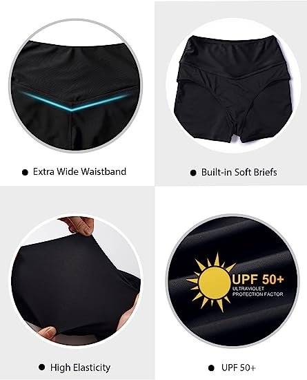Women's Swim Shorts High Waist Swimsuit Bottoms Wide Waist Swimsuit