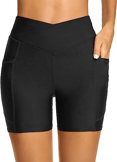 Women's 8 Inch Swim Shorts High Waist Swimsuit Bottoms Long
