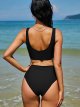 Women's High Waisted Bikini Scoop Neck Swimsuit Two Pieces Bathing Suit
