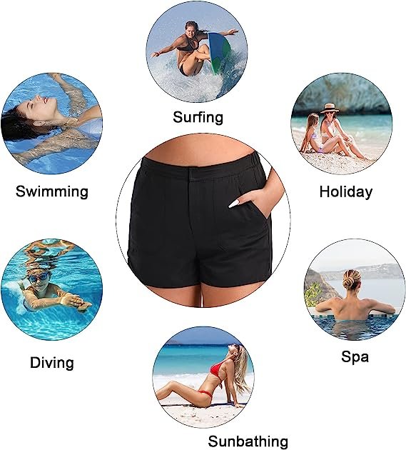 Women's Plus Size Swim Shorts Quick Dry Two-Piece Swim Trunks