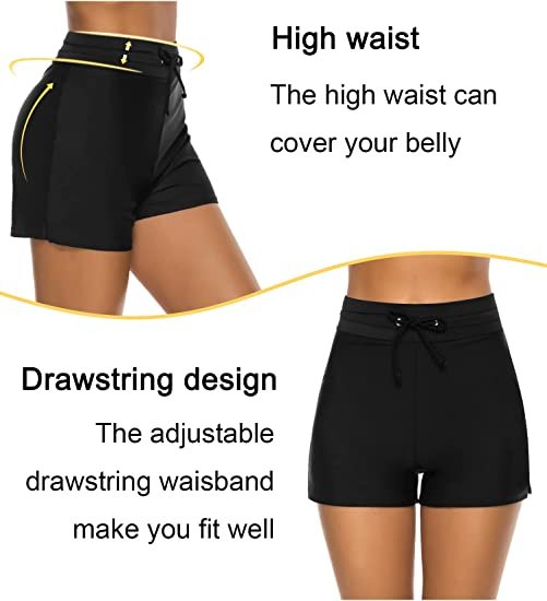 Ladies Swim Shorts High Waist Swimsuit Bottoms Swimsuit Lined
