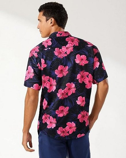 Men's Short Sleeve Hawaiian Shirts Casual Floral Button Down Tropical Shirt
